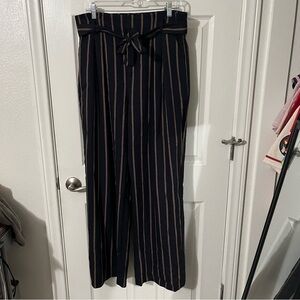 Belted Stripe Wide Leg Pant in Coastal